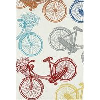Bicycle Adventure Ivory 7'6 x 9' Indoor/Outdoor Rug