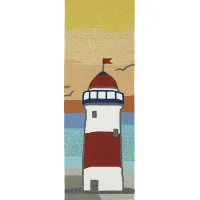 Lighthouse Sunrise Brown 2' x 6' Indoor/Outdoor Rug