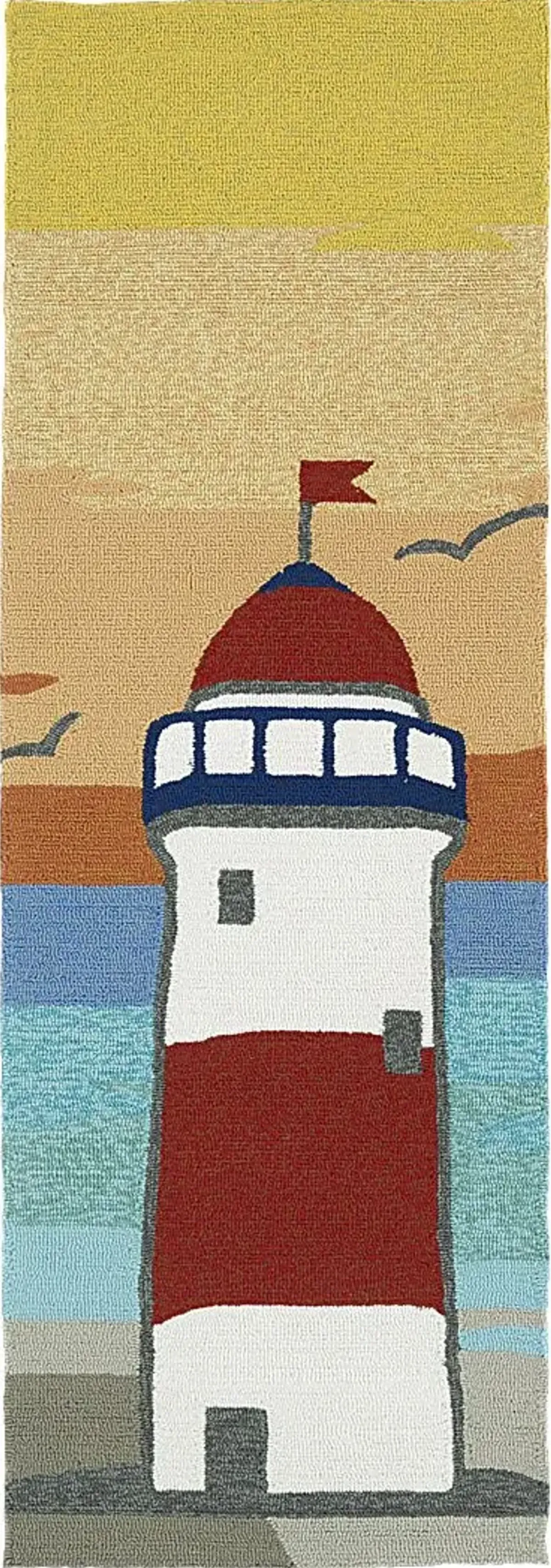 Lighthouse Sunrise Brown 2' x 6' Indoor/Outdoor Rug