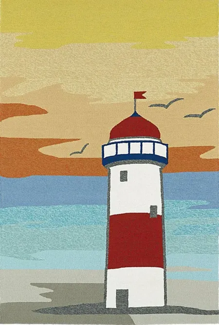 Lighthouse Sunrise Brown 5' x 7'6 Indoor/Outdoor Rug