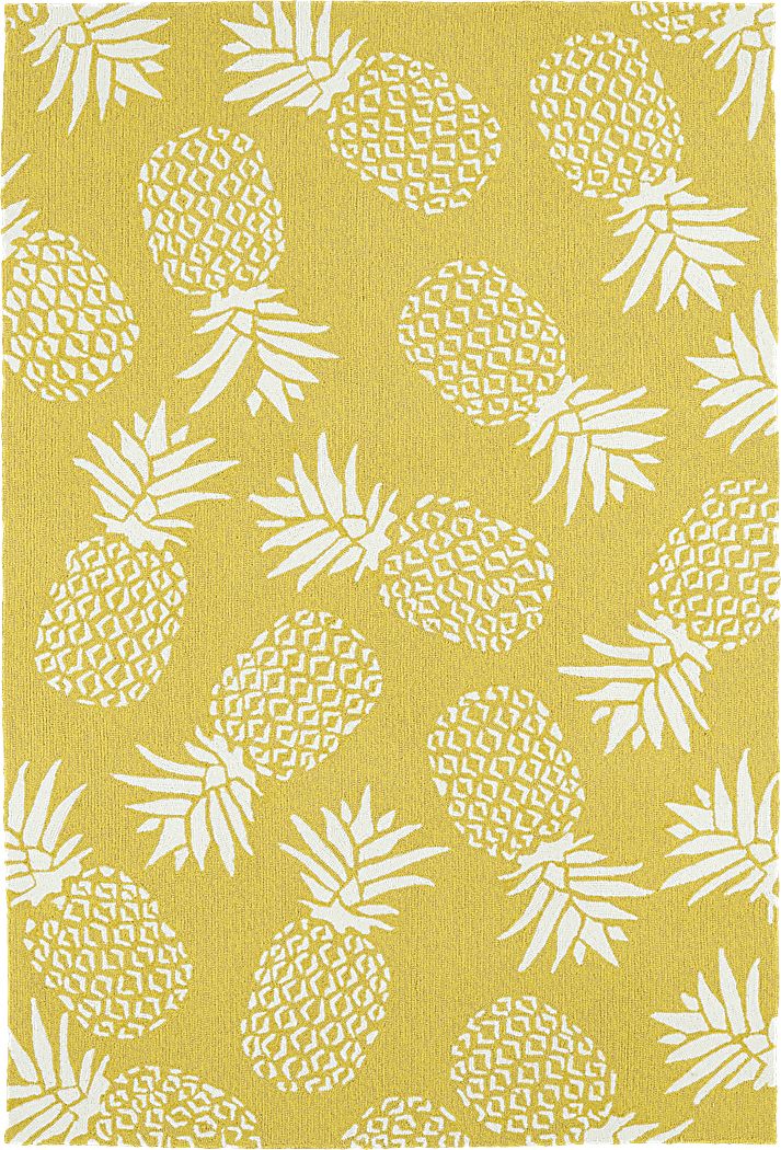 Pineapple Paradise Gold 2' x 6' Indoor/Outdoor Rug