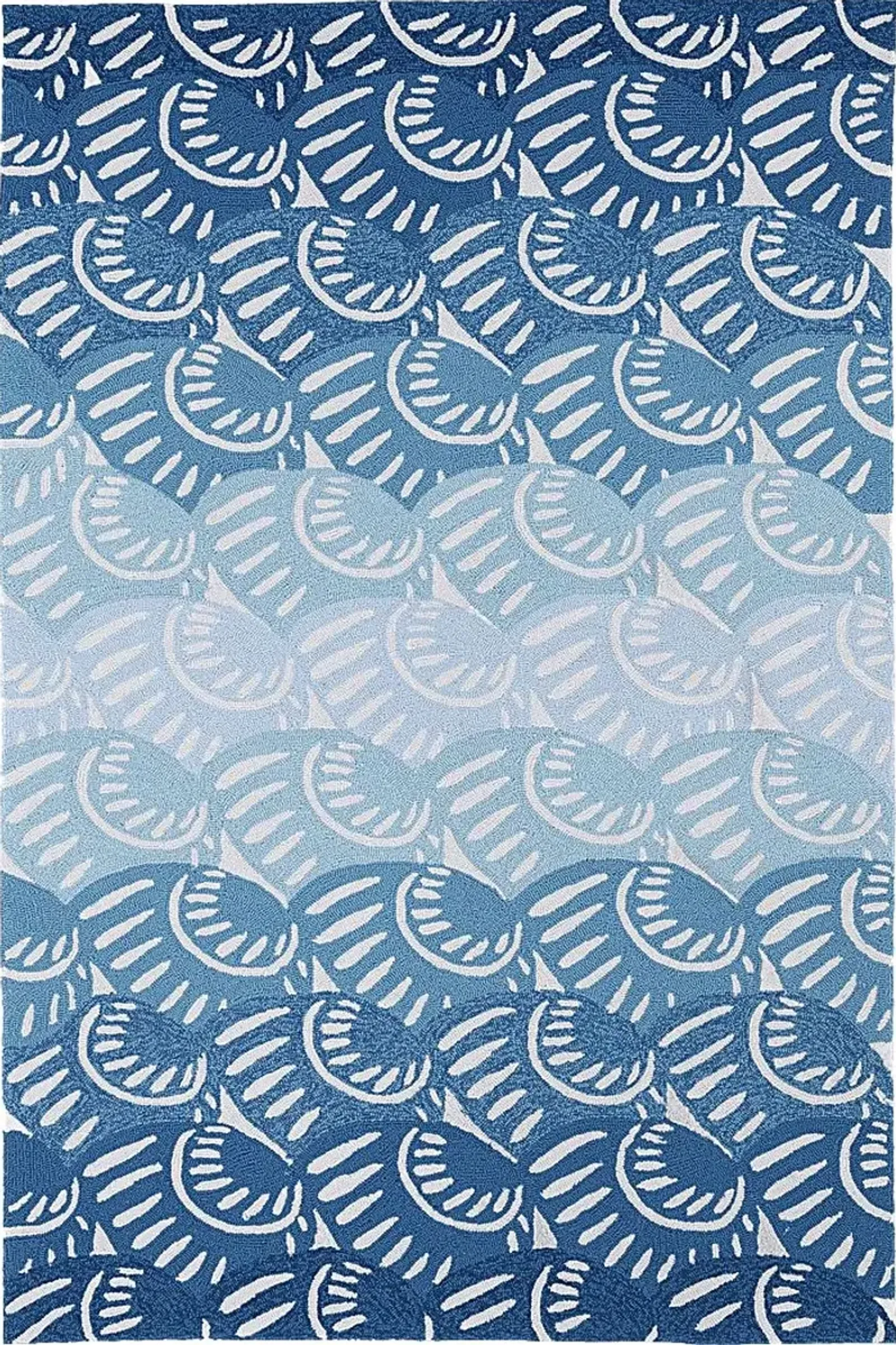 Kahili Blue 5' x 7'6 Indoor/Outdoor Rug