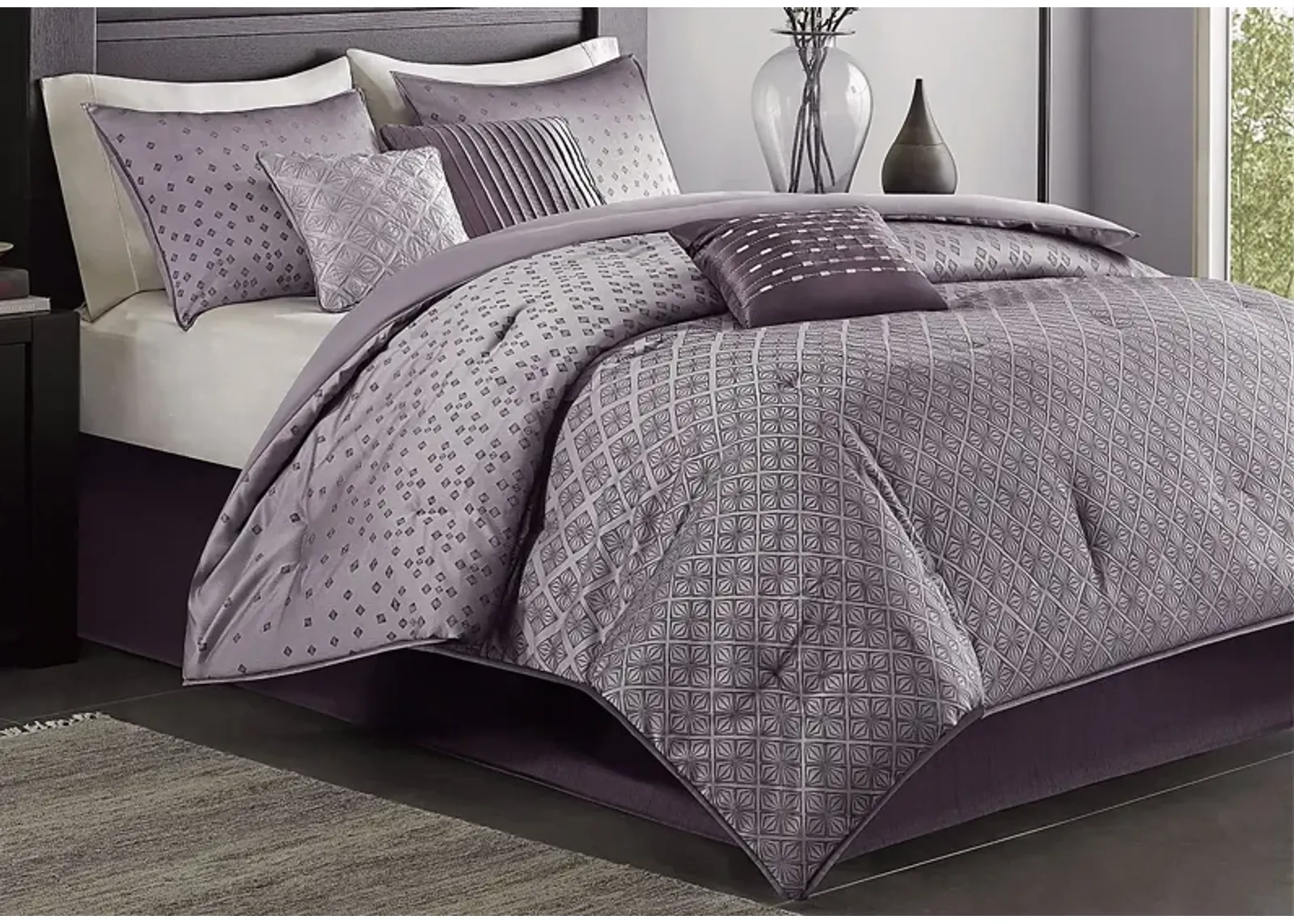 Elyse Purple 7 Pc Queen Comforter Set