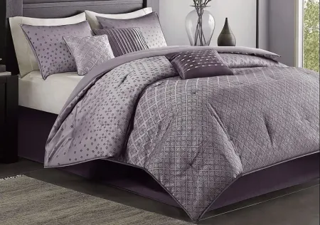 Elyse Purple 7 Pc Queen Comforter Set
