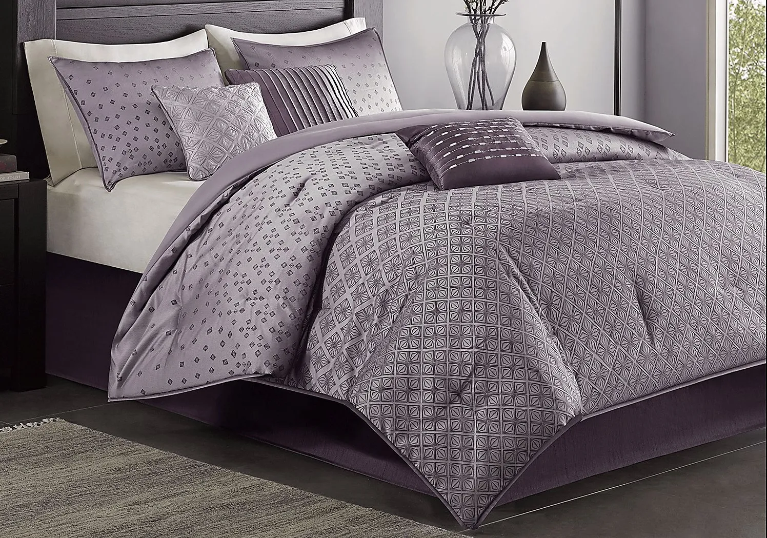 Elyse Purple 7 Pc Queen Comforter Set