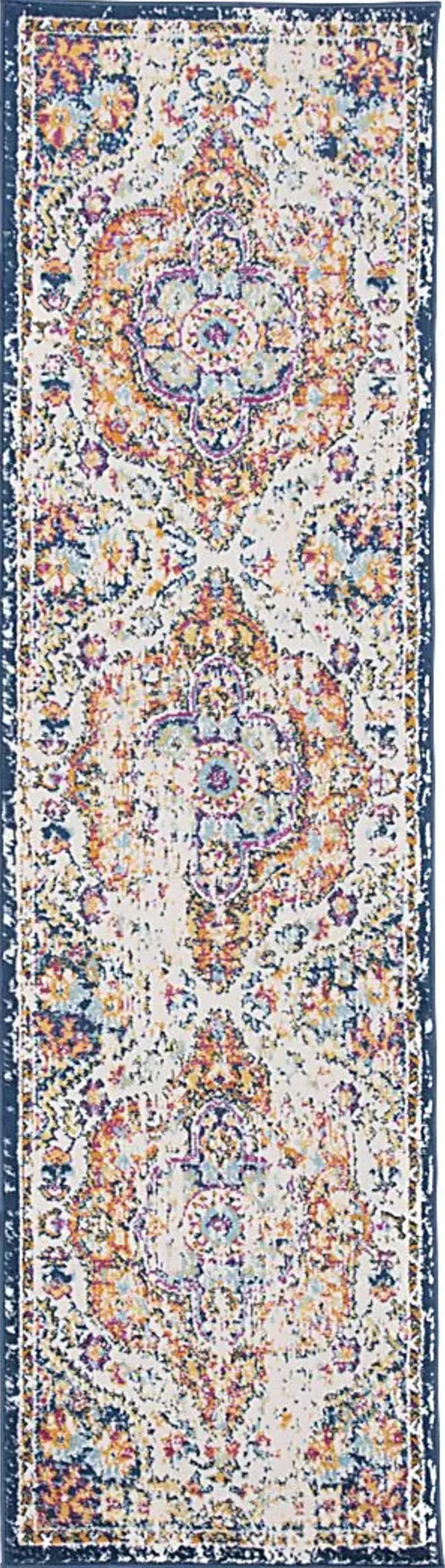 Jeman Blue 2' x 7' Runner Rug