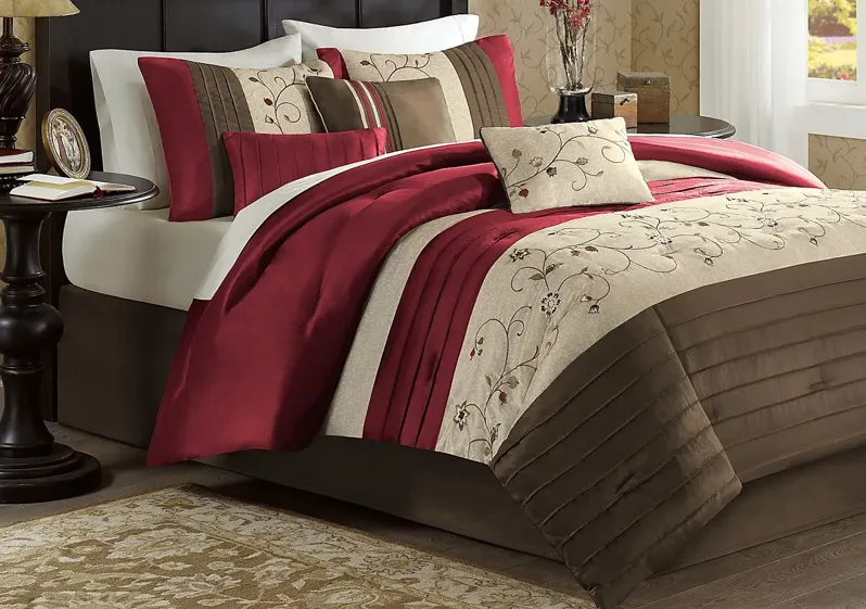 Carrigan Red 7 Pc King Comforter Set