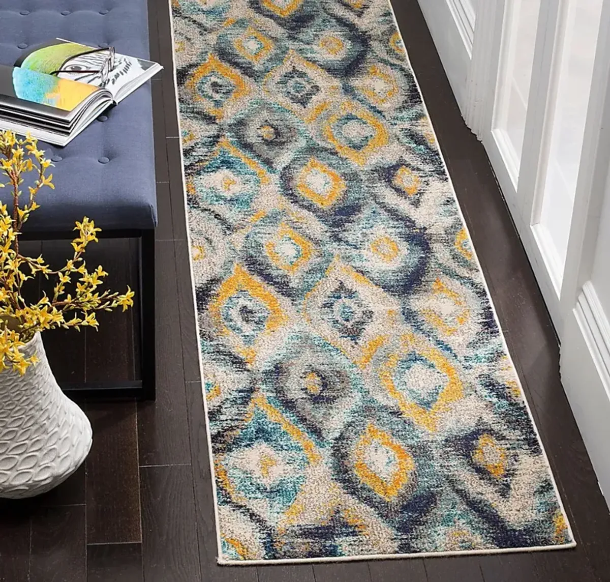 Midway Bay Blue 2'2 x 10' Runner Rug