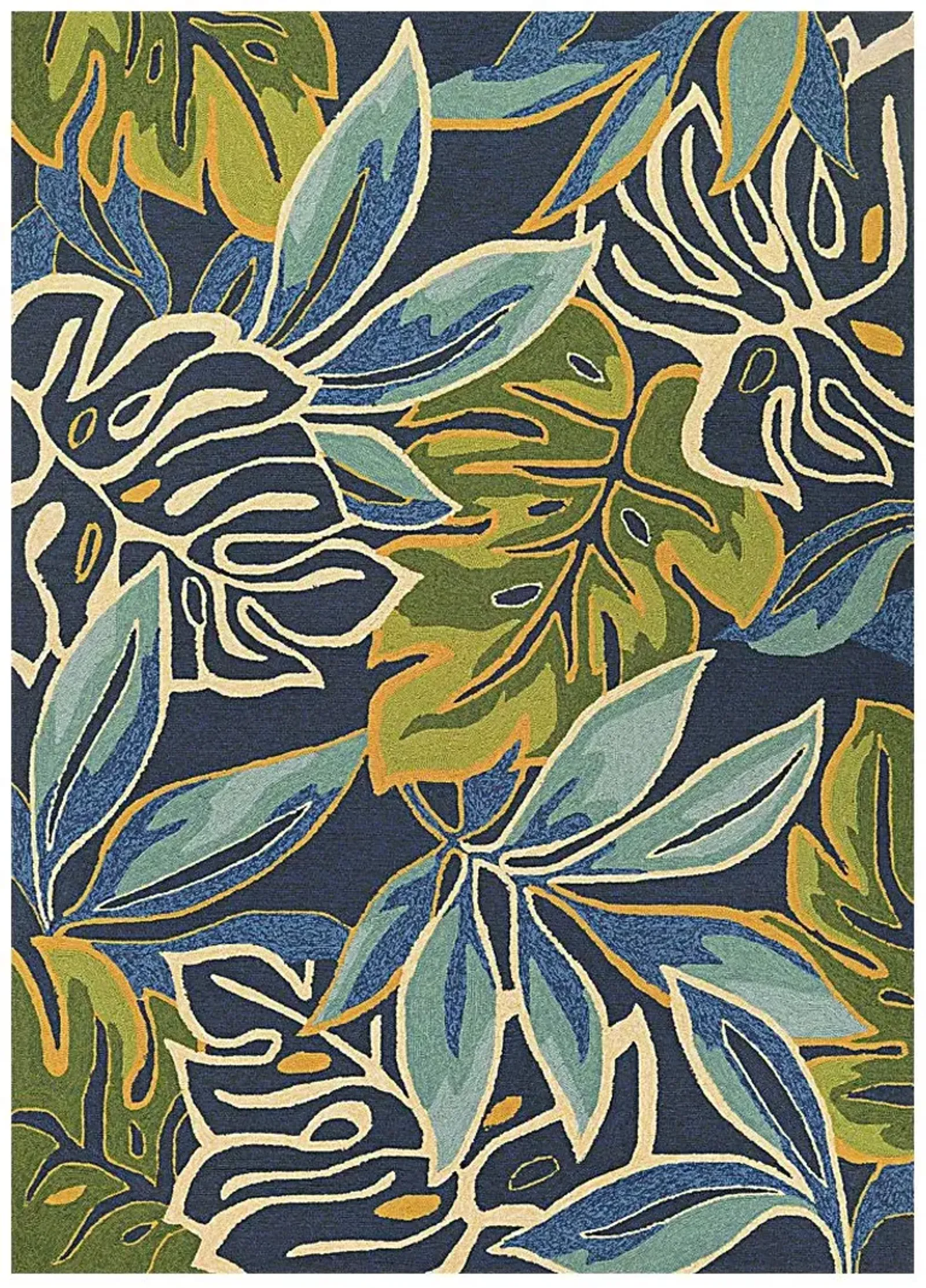 Areca Palms Blue 5'6 x 8' Indoor/Outdoor Rug