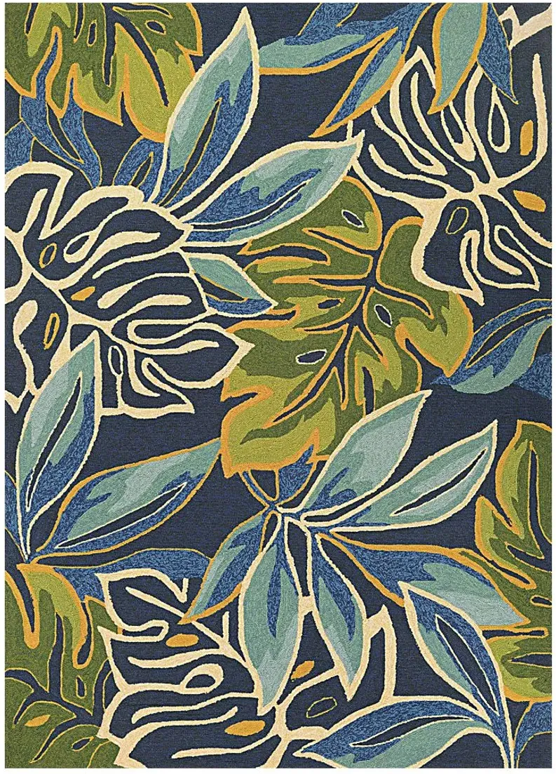 Areca Palms Blue 5'6 x 8' Indoor/Outdoor Rug