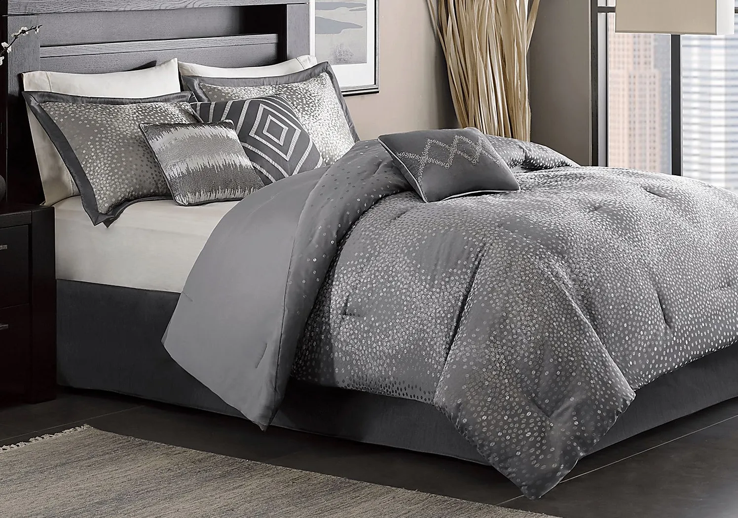 Jaylin Gray 7 Pc King Comforter Set