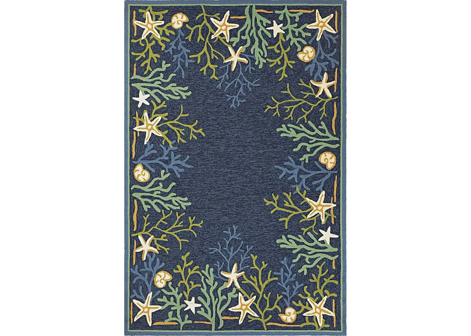 Sea Water Blue 5'6 x 8' Indoor/Outdoor Rug