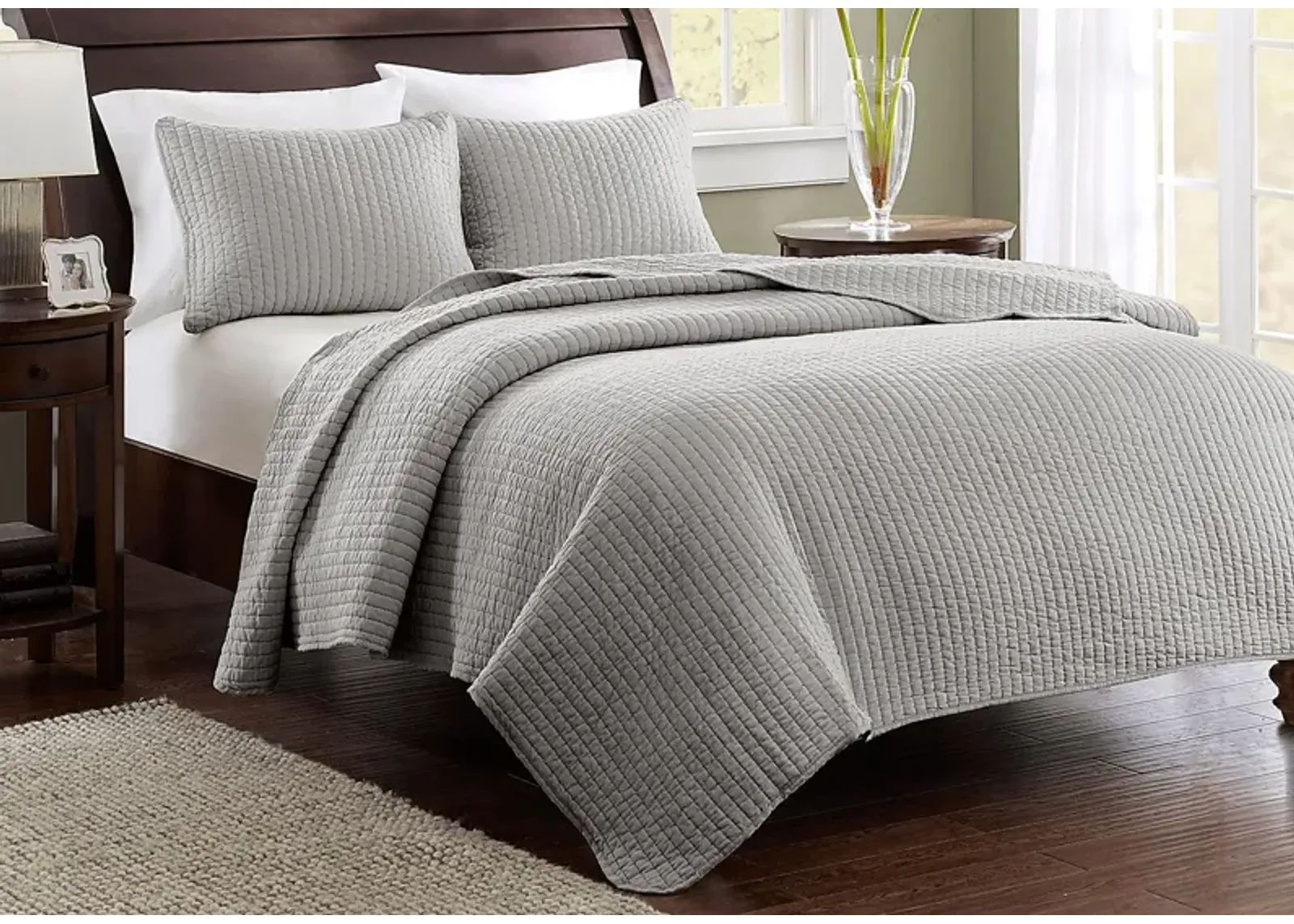 Keaton Gray 3 Pc Full/Queen Coverlet Set