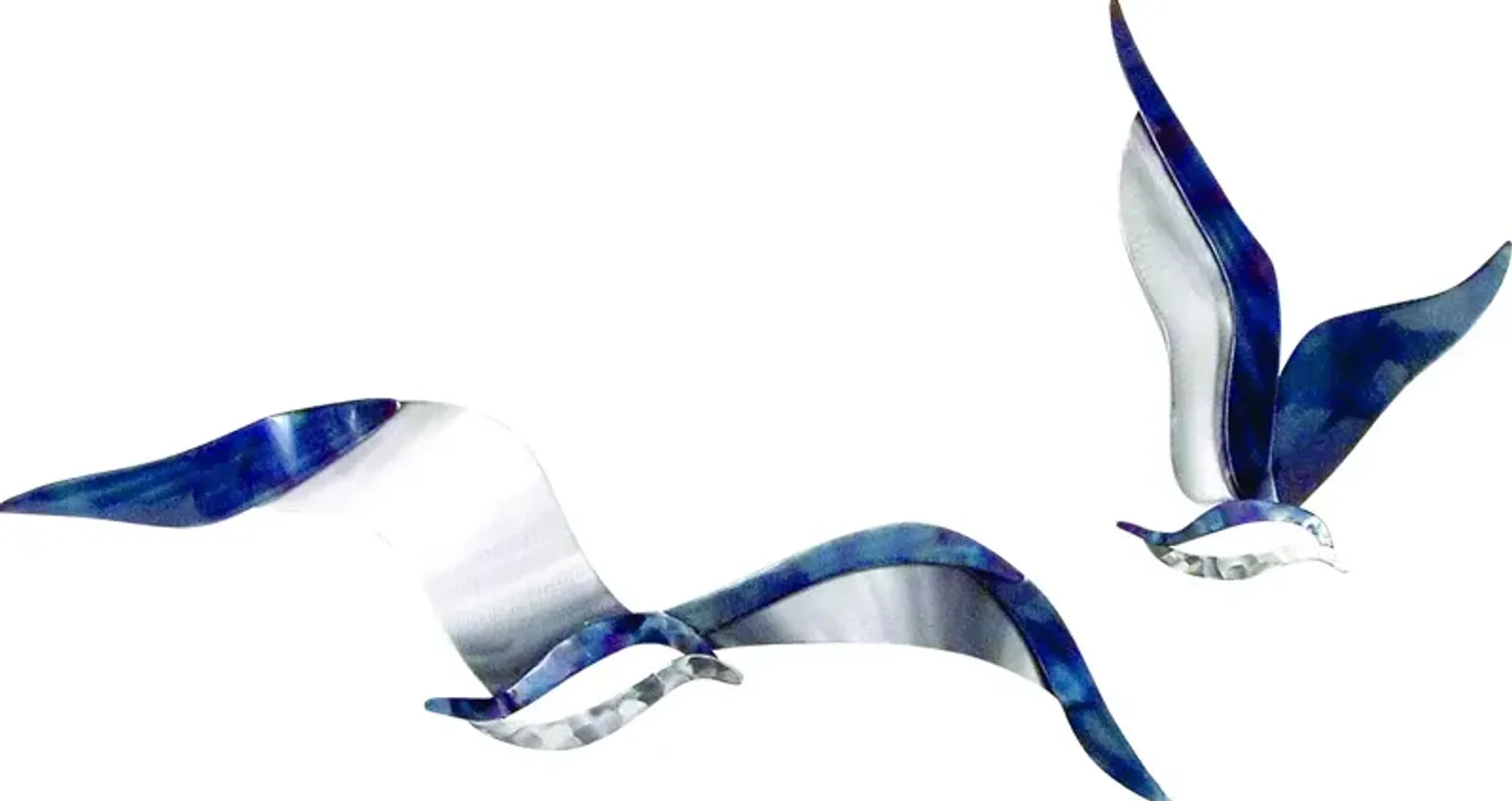 Flying Seagulls Blue Indoor/Outdoor Set of 2 Wall Decor