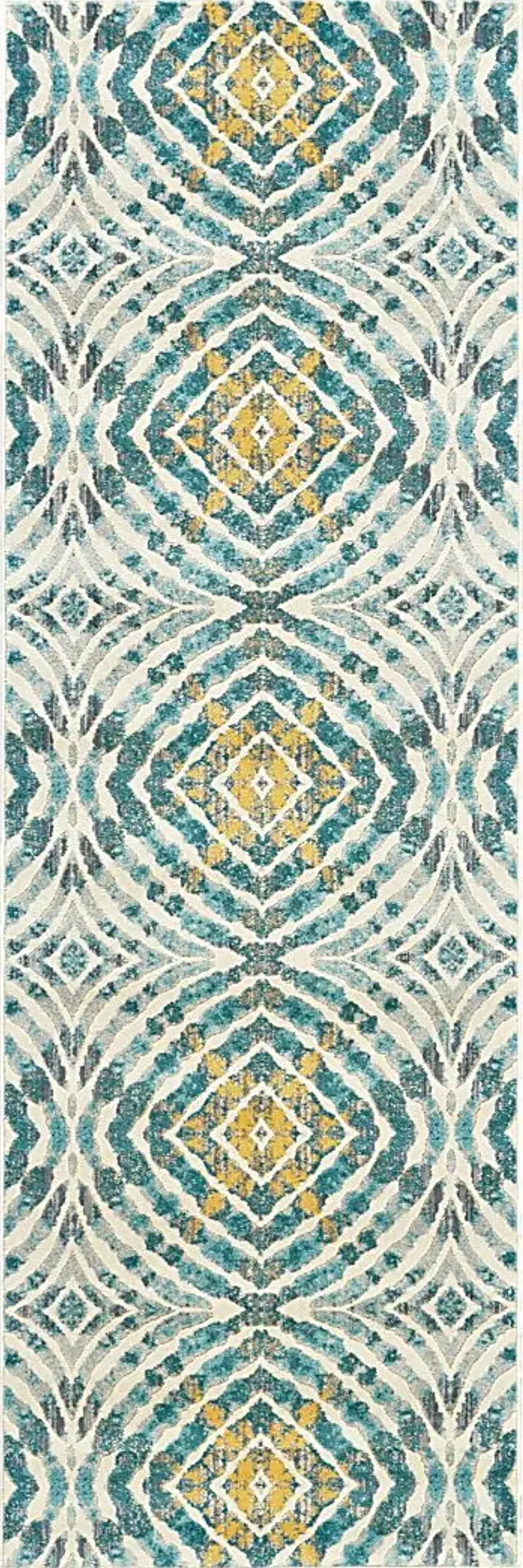 Neave Teal 2'7 x 8' Runner Rug