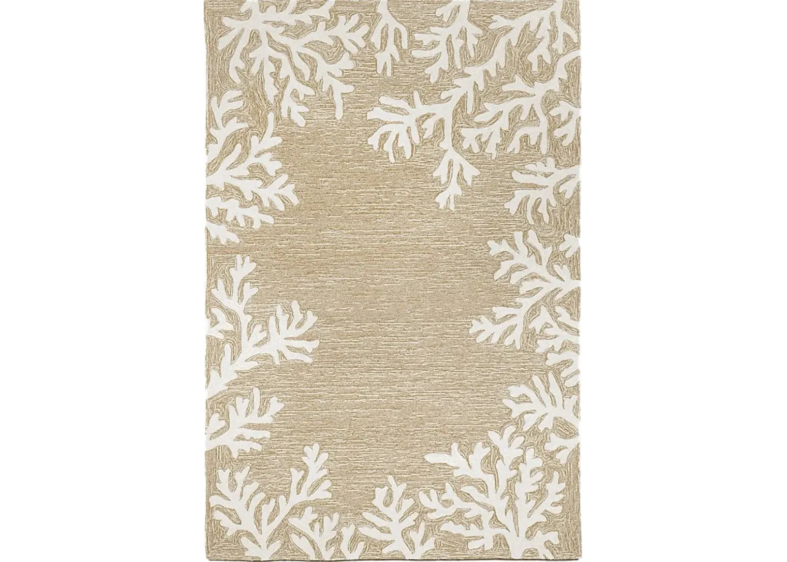 Ocean Flower Taupe 5' x 7'6 Indoor/Outdoor Rug