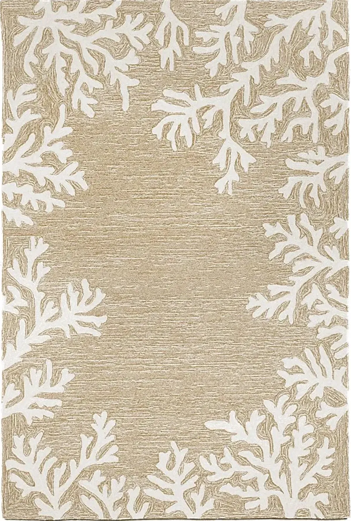 Ocean Flower Taupe 5' x 7'6 Indoor/Outdoor Rug