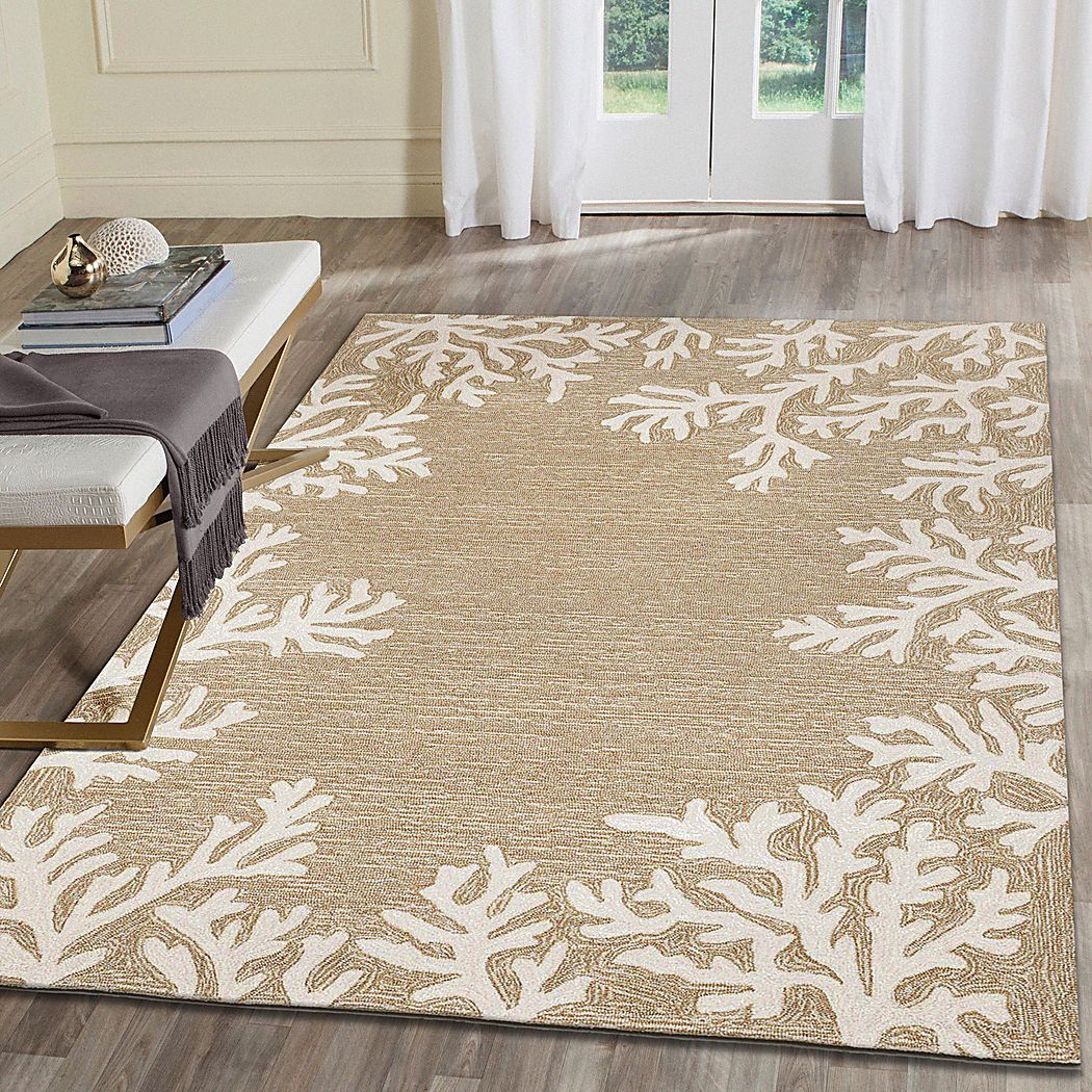 Ocean Flower Taupe 7'6 x 9'6 Indoor/Outdoor Rug