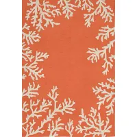 Ocean Flower Orange 5' x 7'6 Indoor/Outdoor Rug