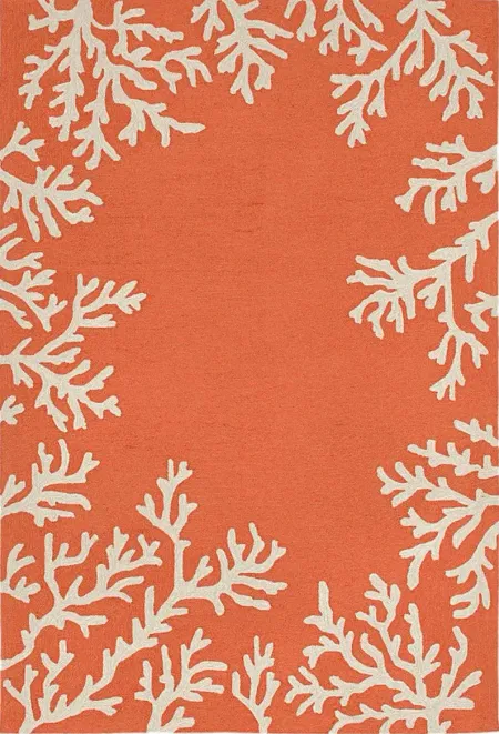 Ocean Flower Orange 5' x 7'6 Indoor/Outdoor Rug