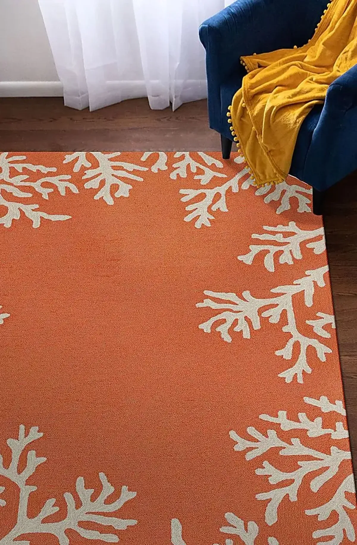 Ocean Flower Orange 7'6 x 9'6 Indoor/Outdoor Rug