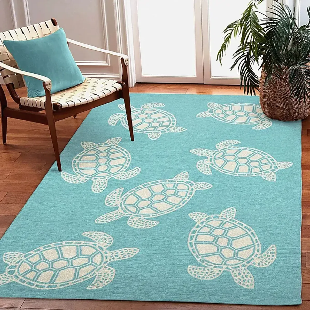 Sea Creature Blue 7'6 x 9'6 Indoor/Outdoor Rug