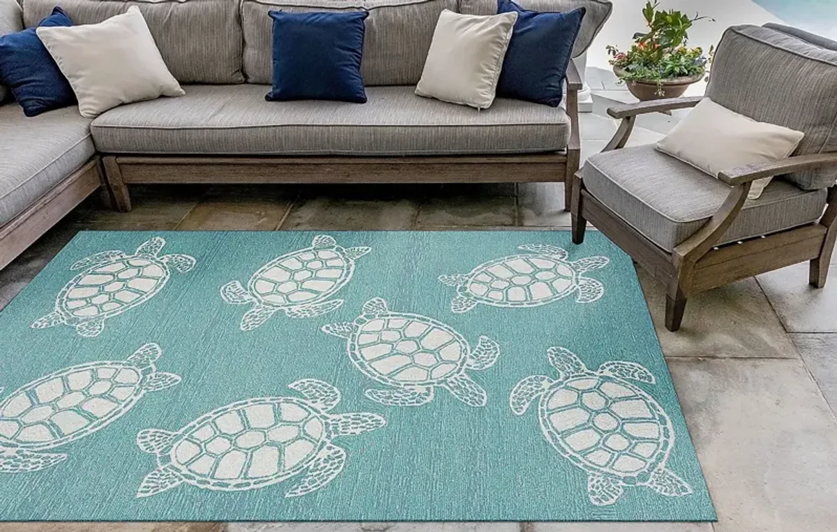 Sea Creature Blue 7'6 x 9'6 Indoor/Outdoor Rug