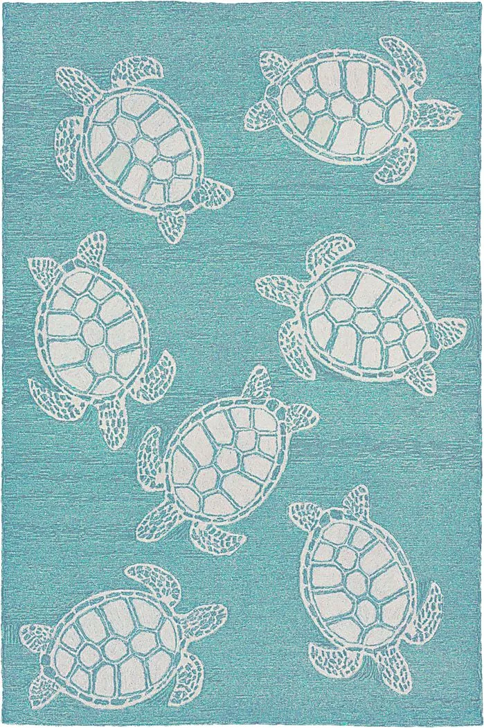 Sea Creature Blue 7'6 x 9'6 Indoor/Outdoor Rug