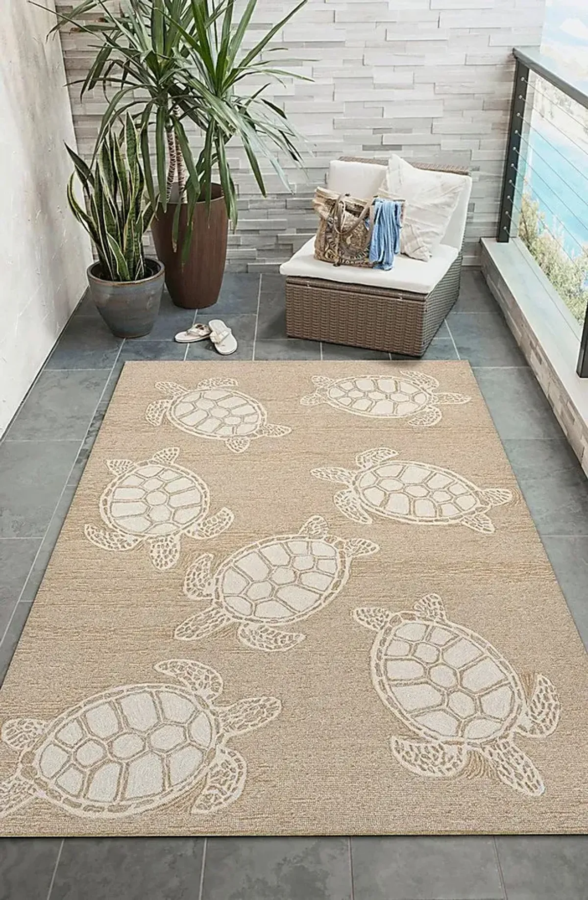 Sea Creature Taupe 7'6 x 9'6 Indoor/Outdoor Rug