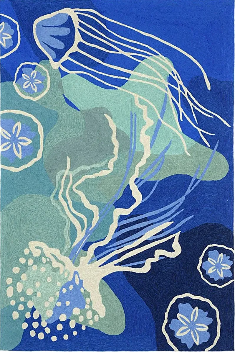 Sea Dance Blue 5' x 7'6 Indoor/Outdoor Rug