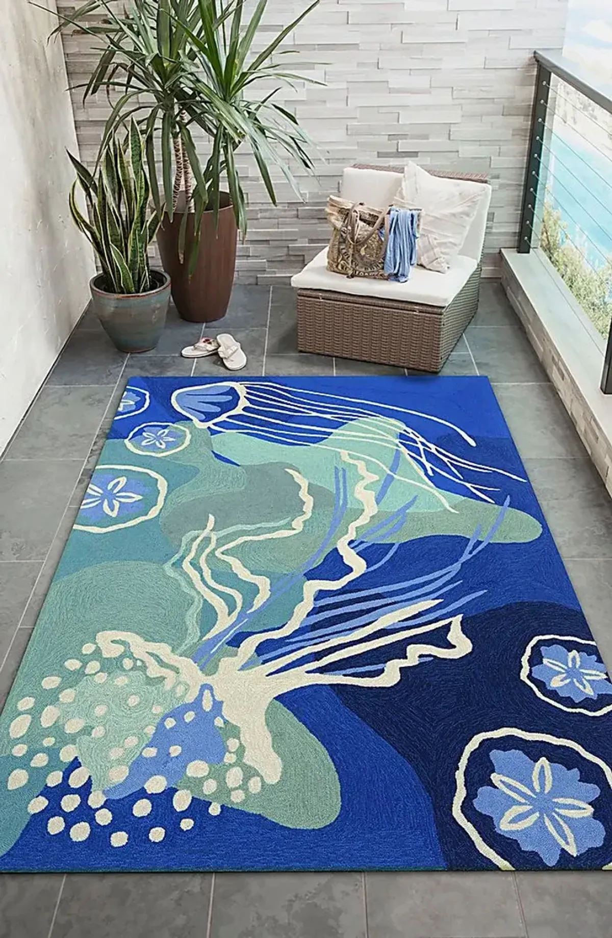 Sea Dance Blue 7'6 x 9'6 Indoor/Outdoor Rug