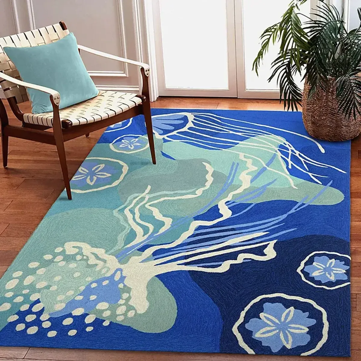 Sea Dance Blue 7'6 x 9'6 Indoor/Outdoor Rug