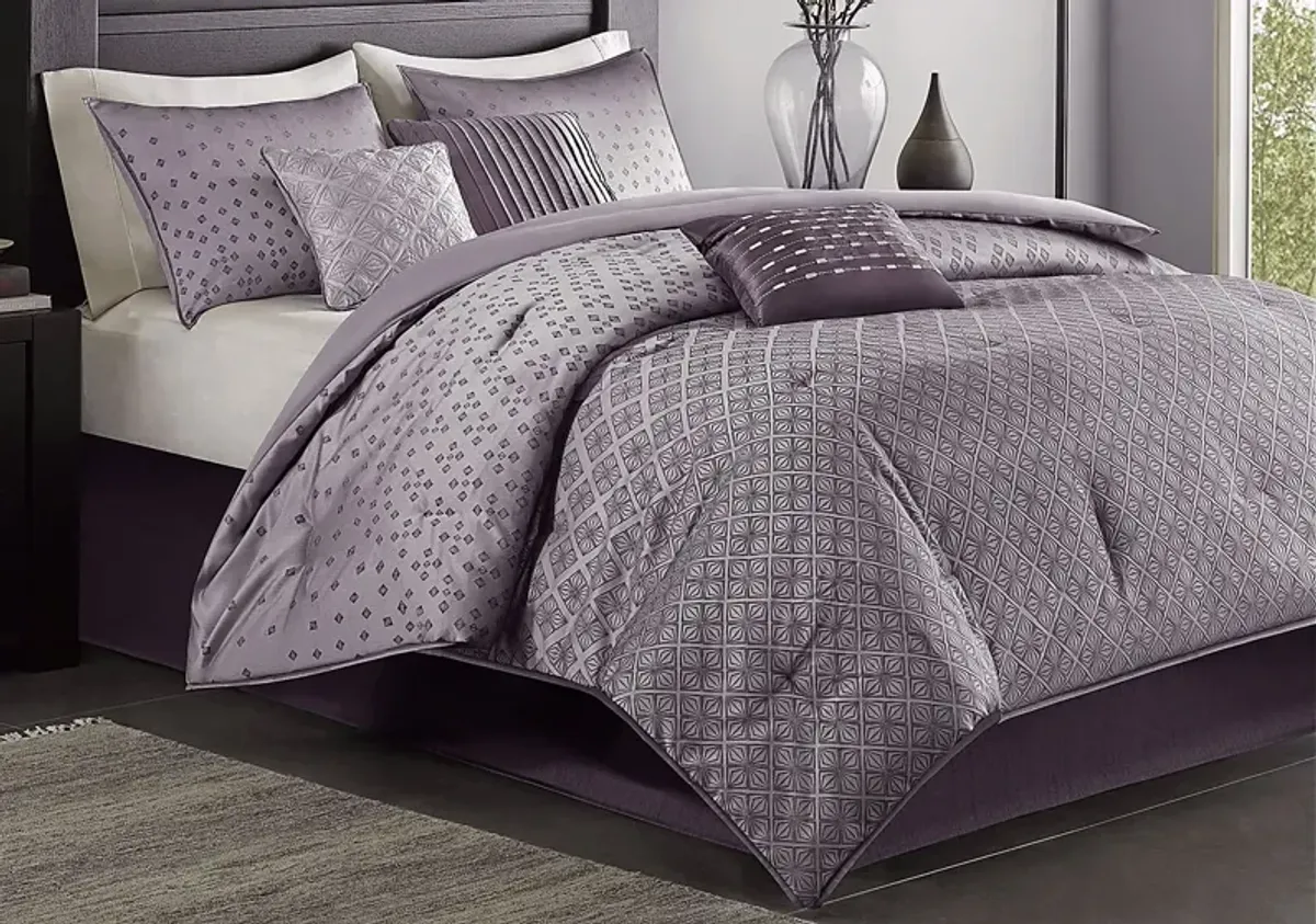 Elyse Purple 7 Pc King Comforter Set