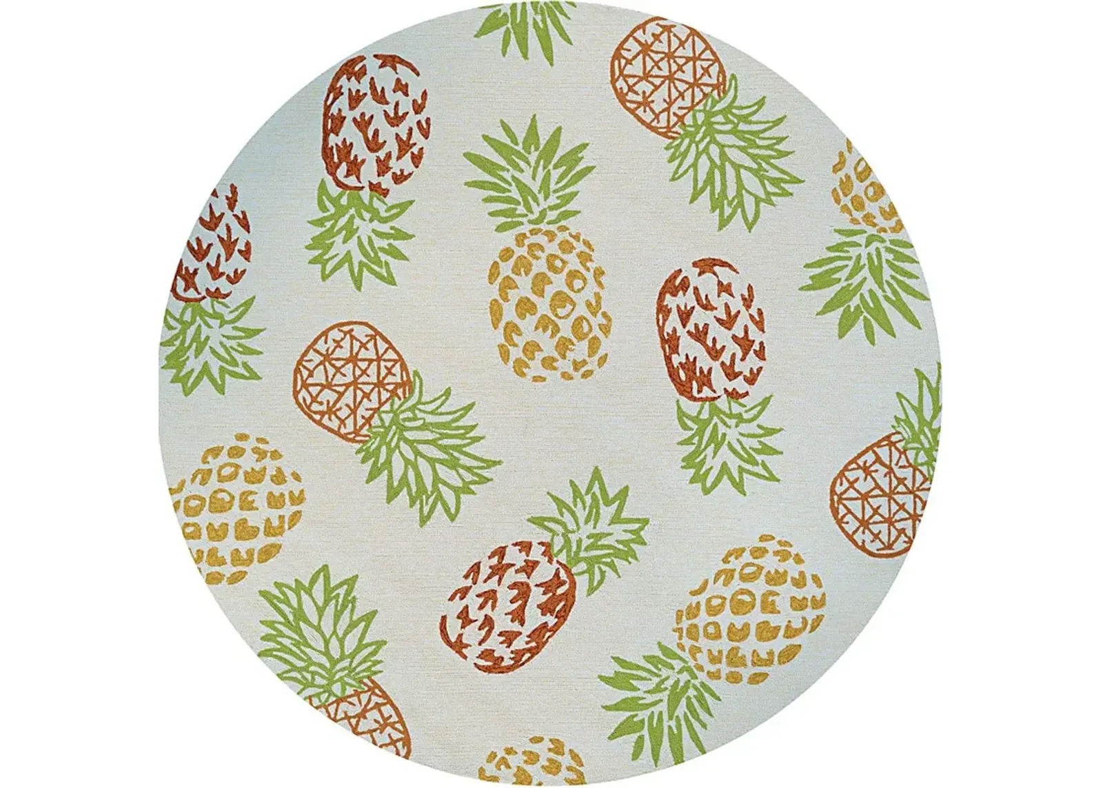 Prickly Pineapple Beige 7'10 Indoor/Outdoor Round Rug