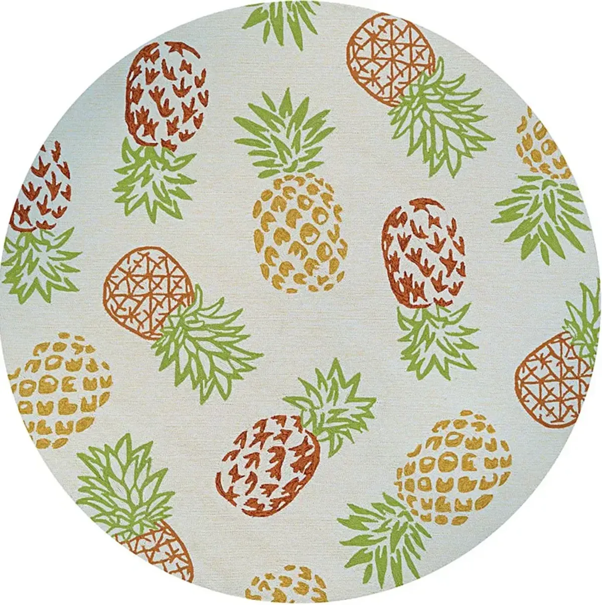 Prickly Pineapple Beige 7'10 Indoor/Outdoor Round Rug