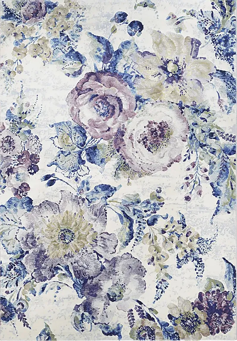 Floral Chic Blue 3'11 x 5'3 Rug