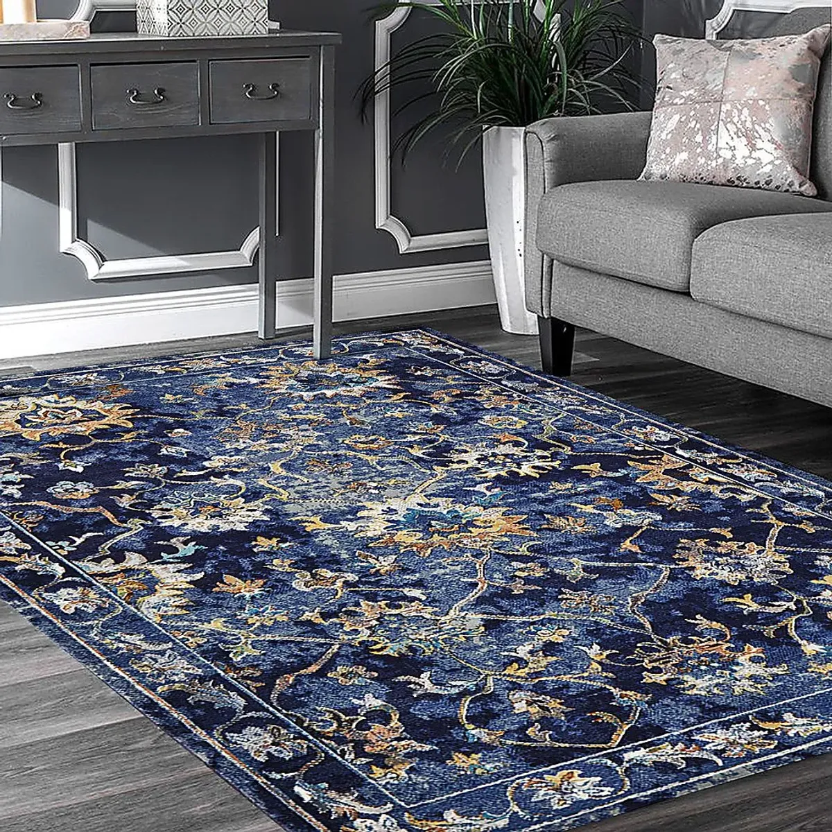 Adelisa Blue 2'3 x 8'9 Runner Rug