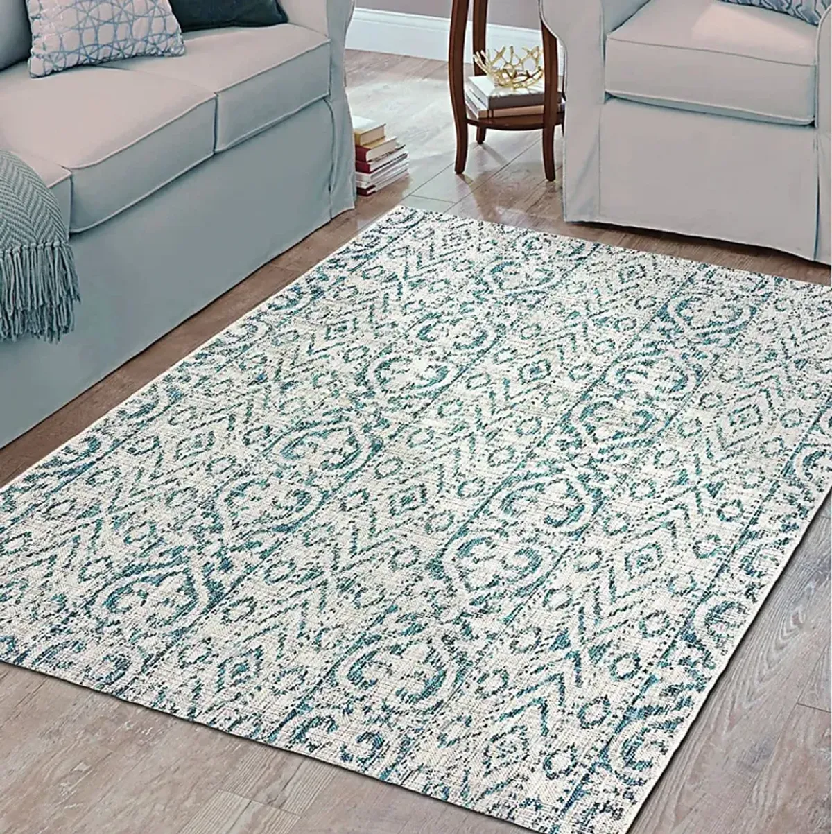 Karalea Blue 7'9 x 9'5 Indoor/Outdoor Rug