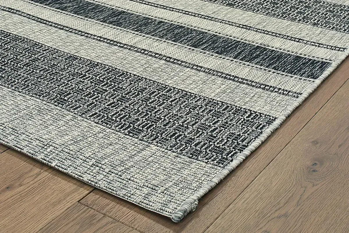 Dinella Black 7'9 x 9'5 Indoor/Outdoor Rug