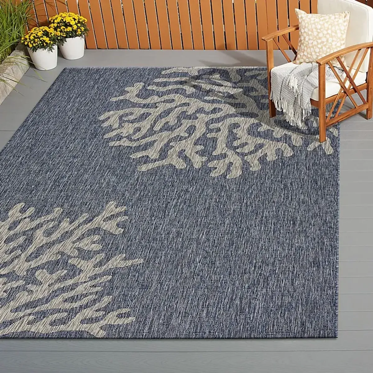 Lewine Navy 7'9 x 9'5 Indoor/Outdoor Rug