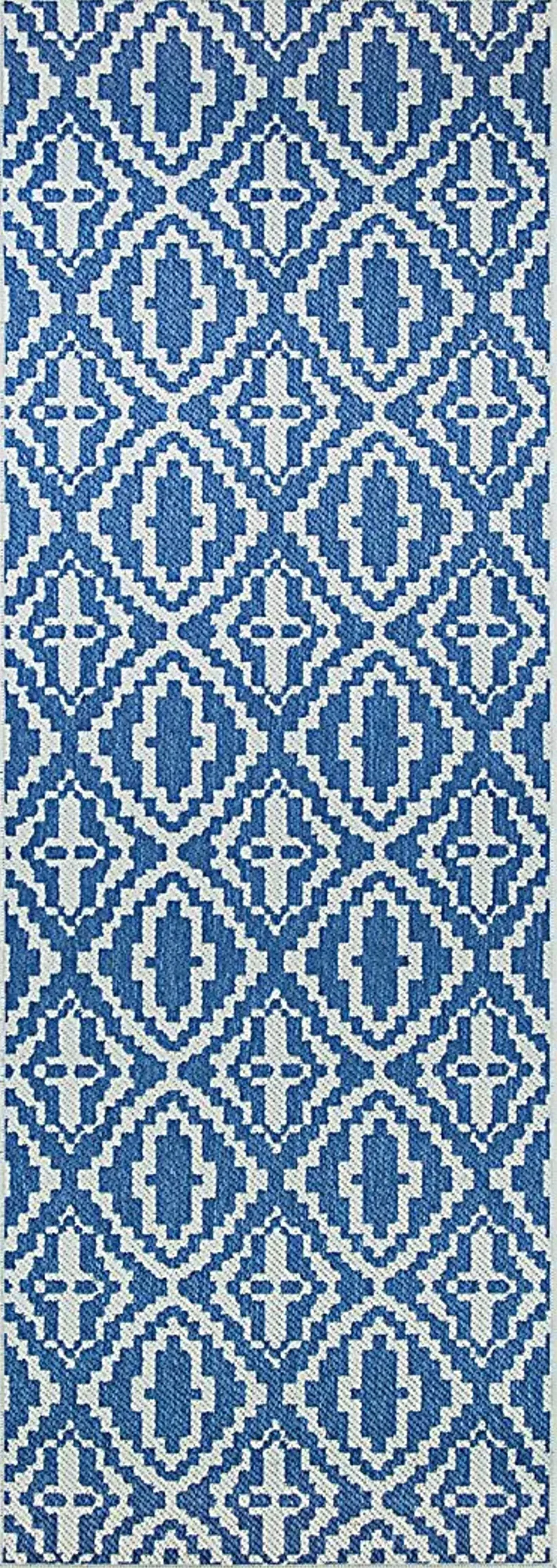 Ailmer Blue 2'3 x 7'10 Indoor/Outdoor Runner Rug