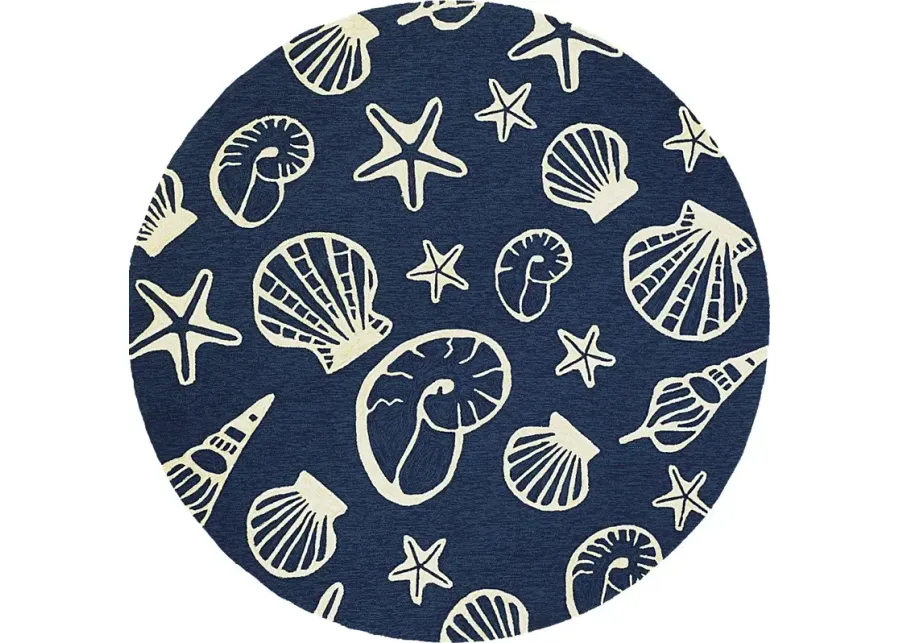 Cardita Blue 7'10 Round Indoor/Outdoor Rug