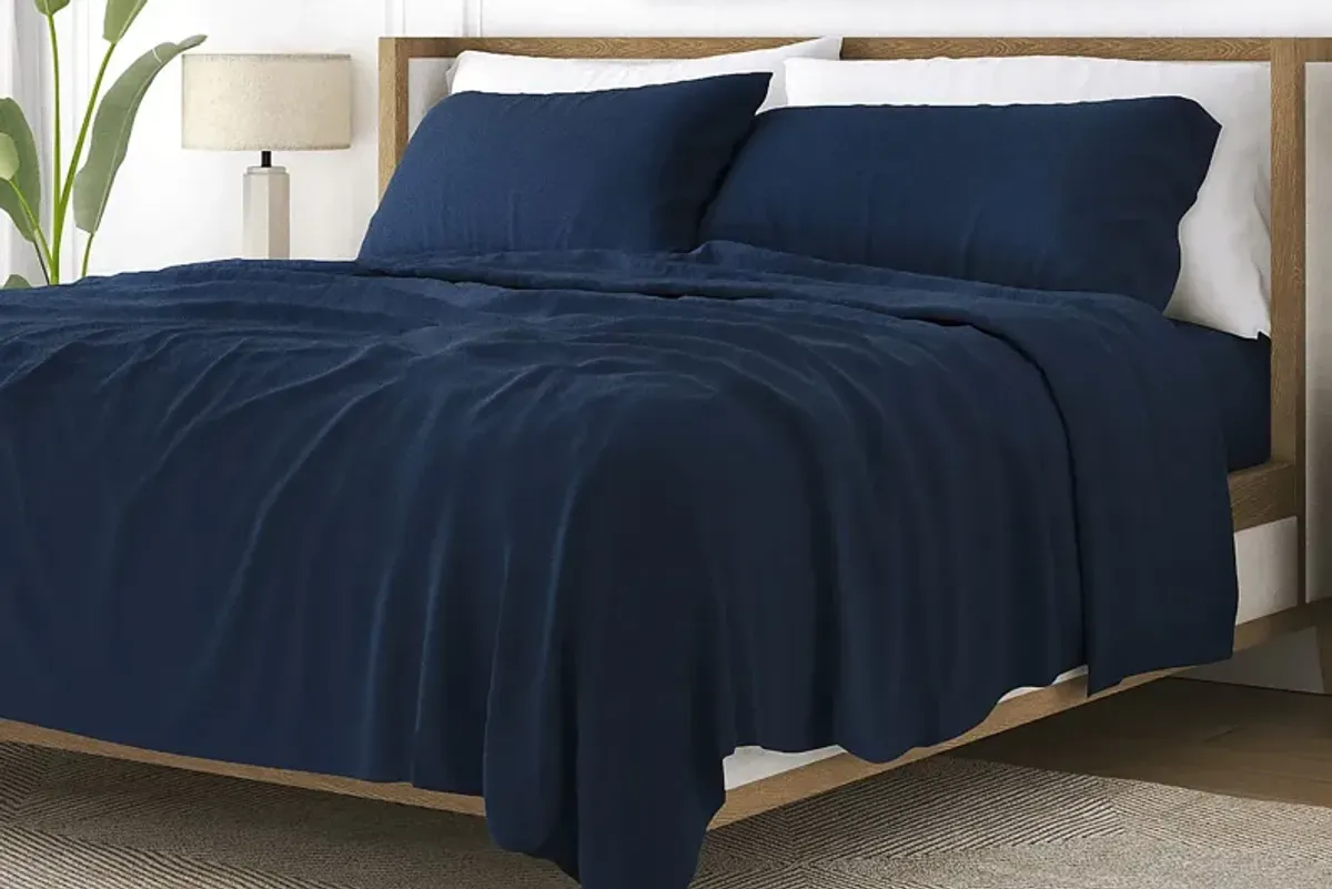 Belden Landing Blue 4 Pc King Bed Sheet Set