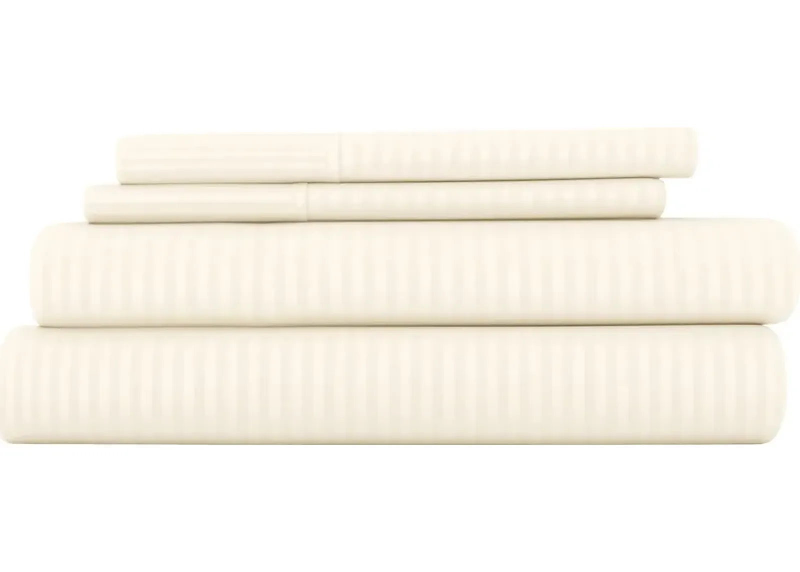 Belden Landing V Ivory 4 Pc King Bed Sheet Set