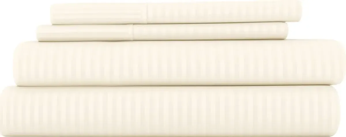 Belden Landing V Ivory 4 Pc King Bed Sheet Set