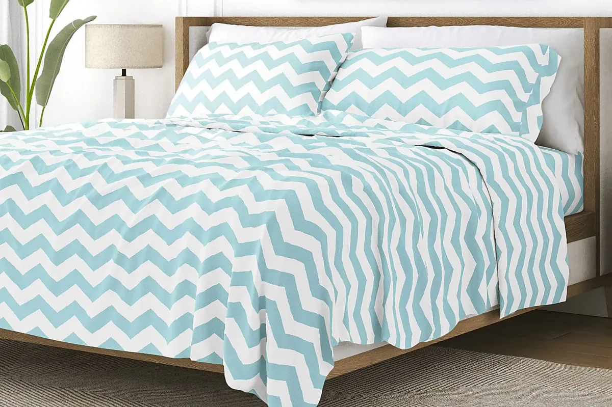 Belden Landing VI Blue 4 Pc King Bed Sheet Set