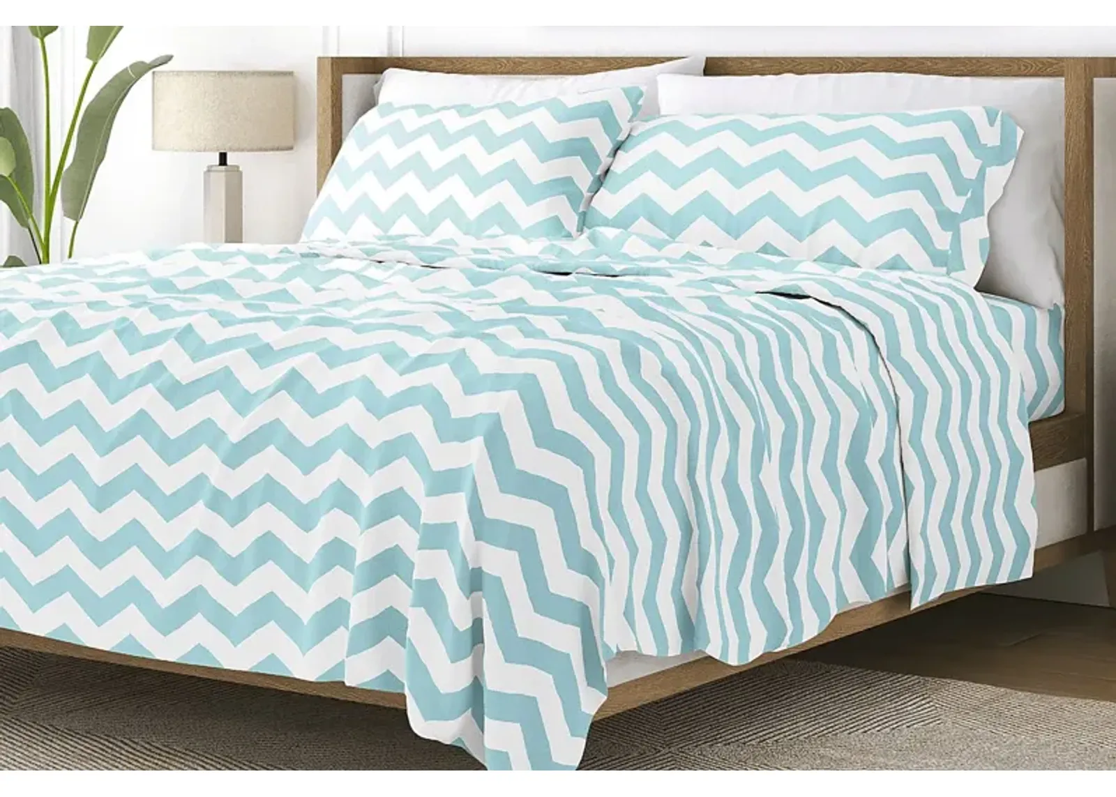 Belden Landing VI Blue 4 Pc King Bed Sheet Set