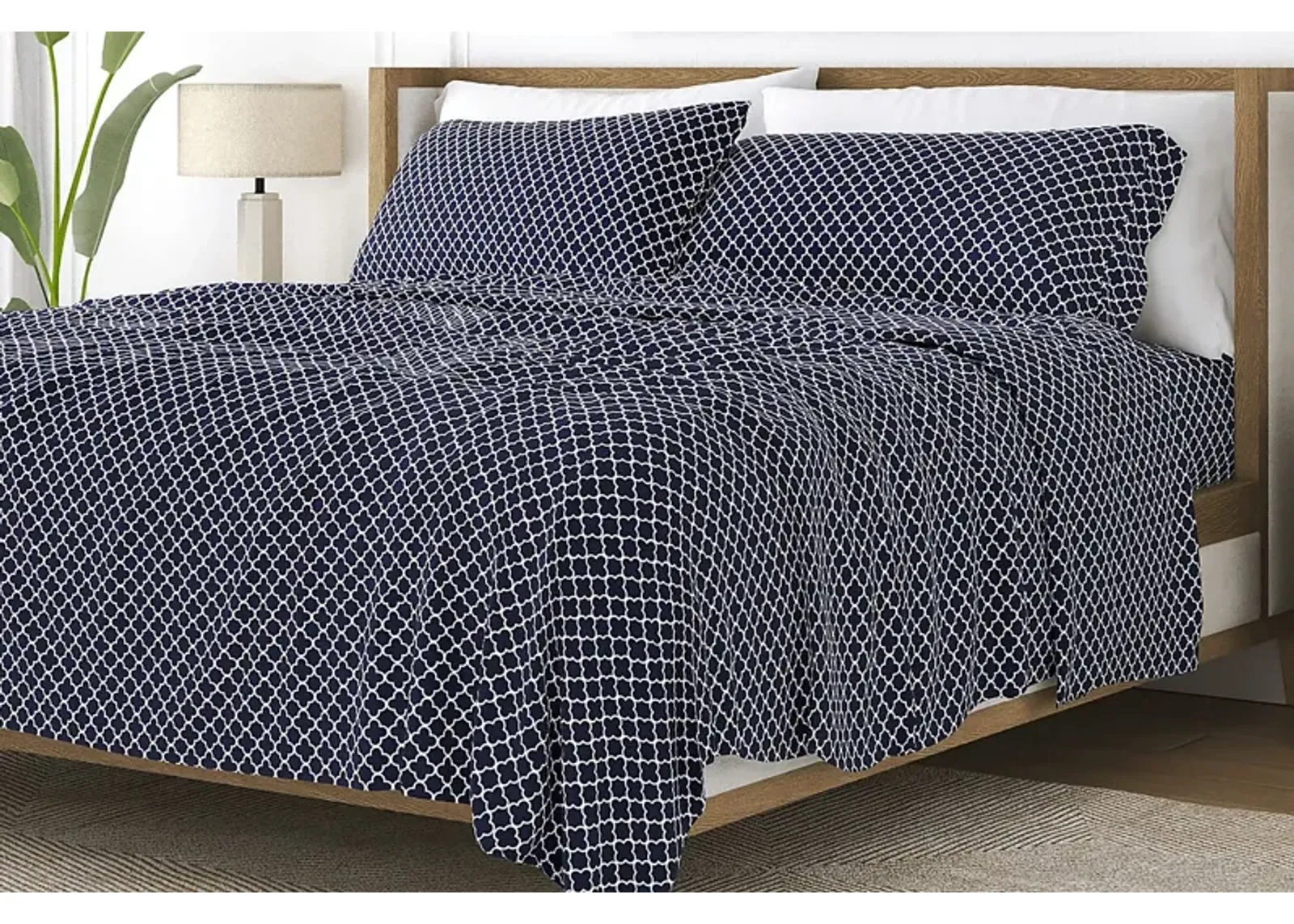 Belden Landing VII Navy 4 Pc King Bed Sheet Set