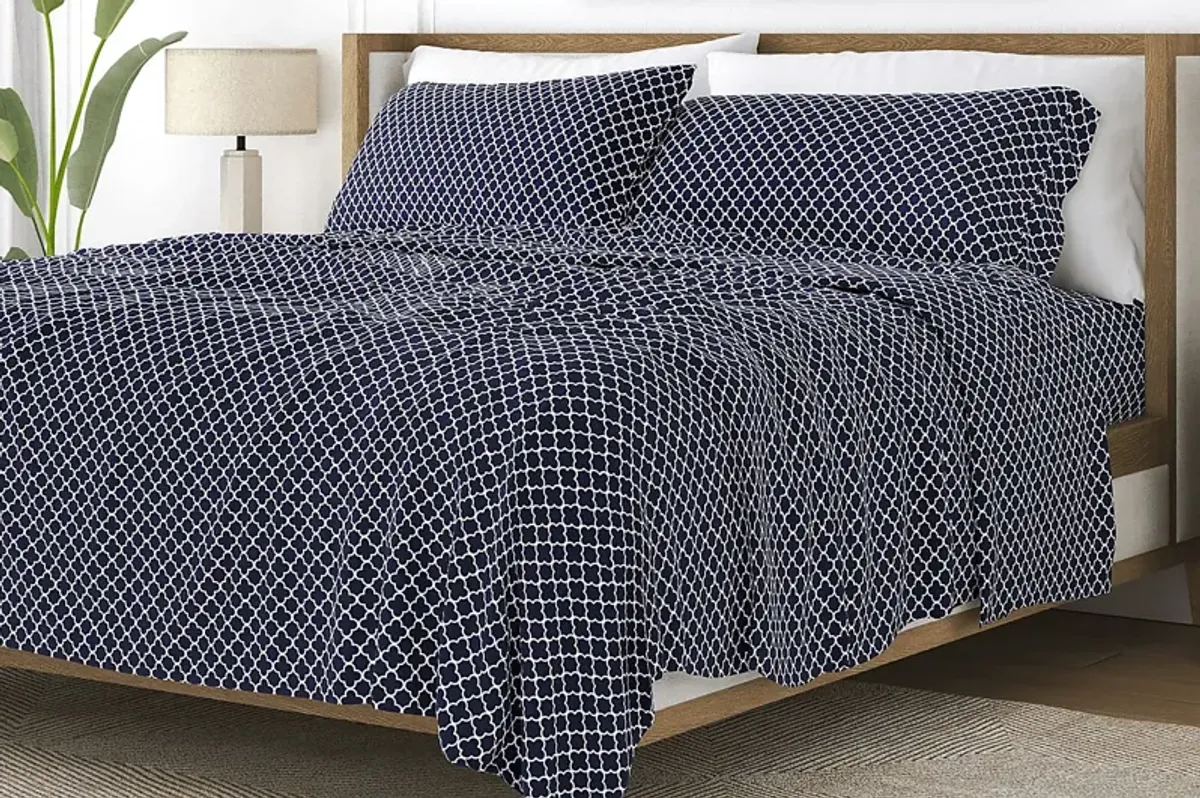 Belden Landing VII Navy 4 Pc King Bed Sheet Set