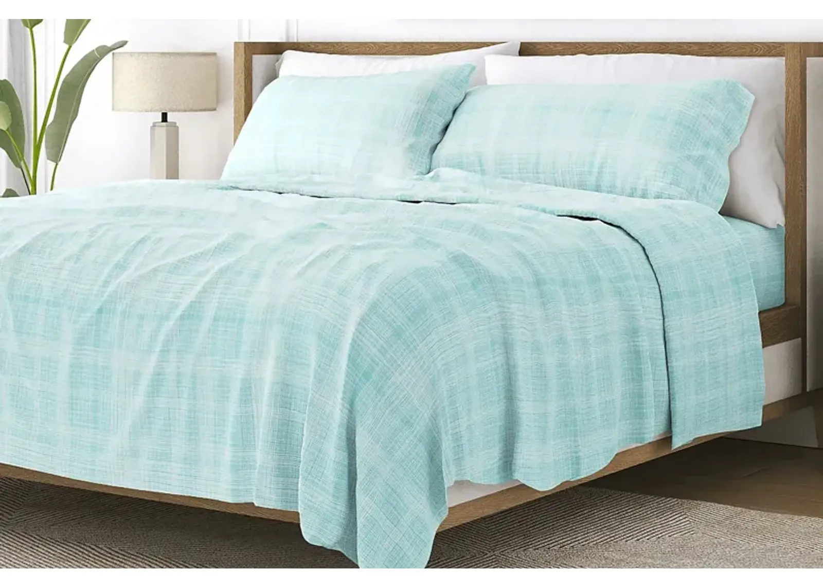 Belden Landing IX Blue 4 Pc King Bed Sheet Set